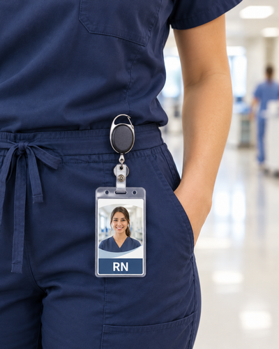 Retractable Nurse Badge Reel with Clear ID Card Holder – Horizontal or Vertical